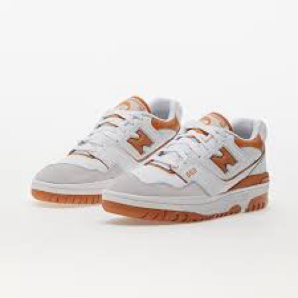 New Balance 550s Low Sneakers Orange and White